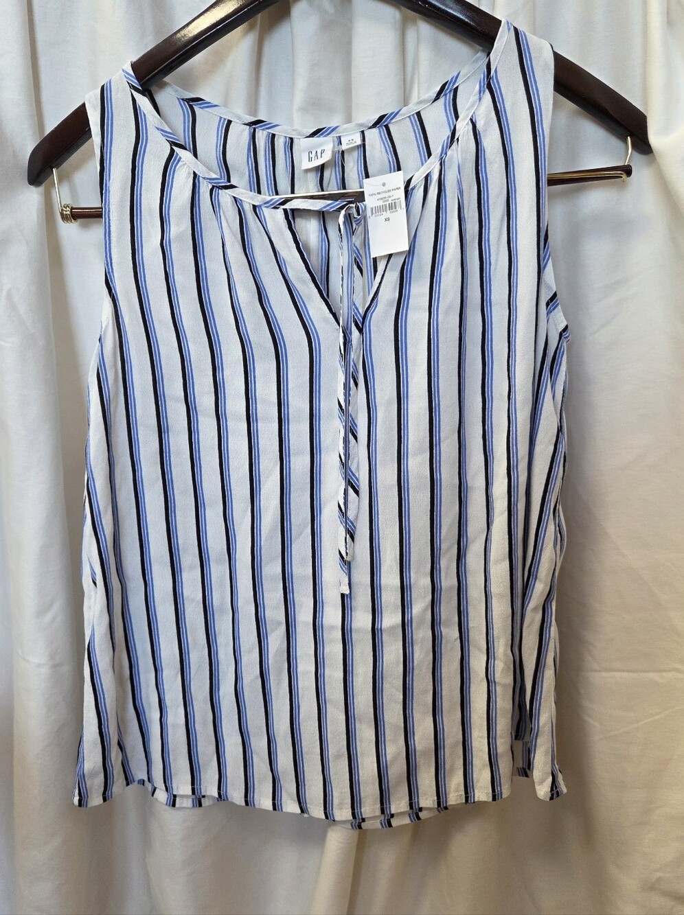 GAP Blue & White Vertical Stripe Sleeveless Tank